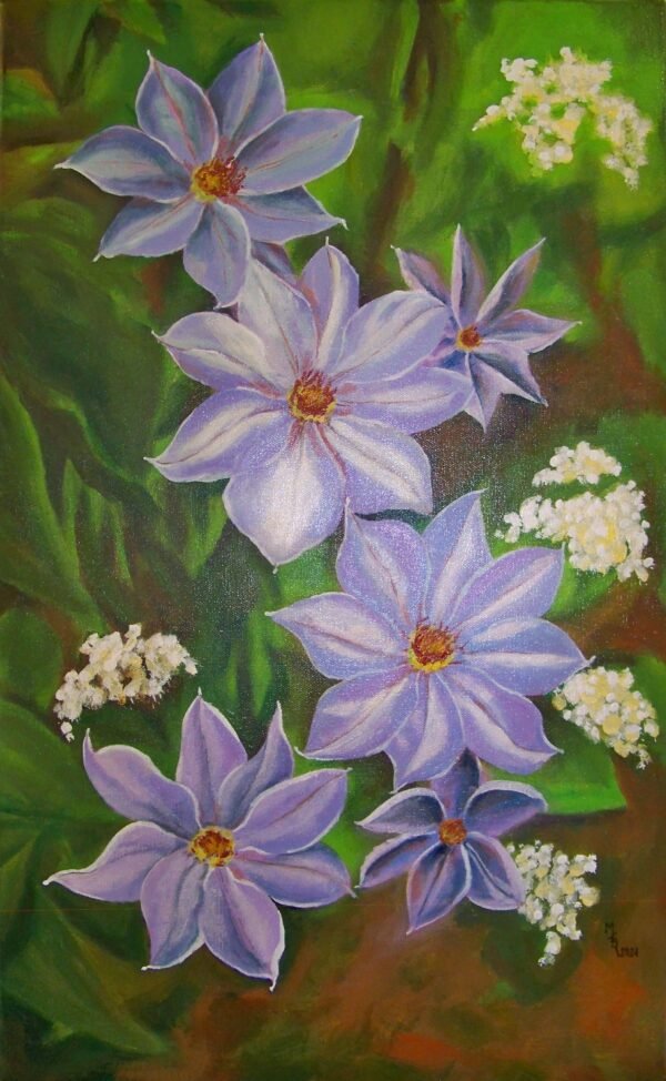 clématites 17mo entier 61x38cm acrylique 2021 marysecurinierrochette